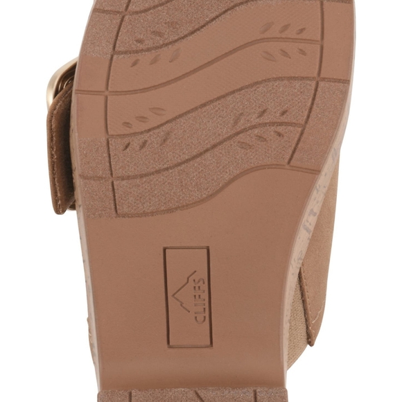 Cliffs by White Mountain Women's Tan Nubuck Slide Sandals - Picture 8 of 12